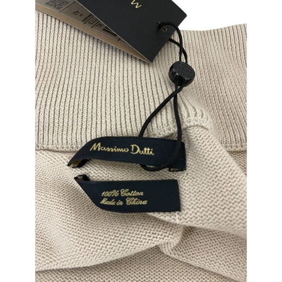Massimo Dutti Mens Cardigan Sweater XL Beige Cotton Full Zip 0978/350 NWT - Picture 4 of 13